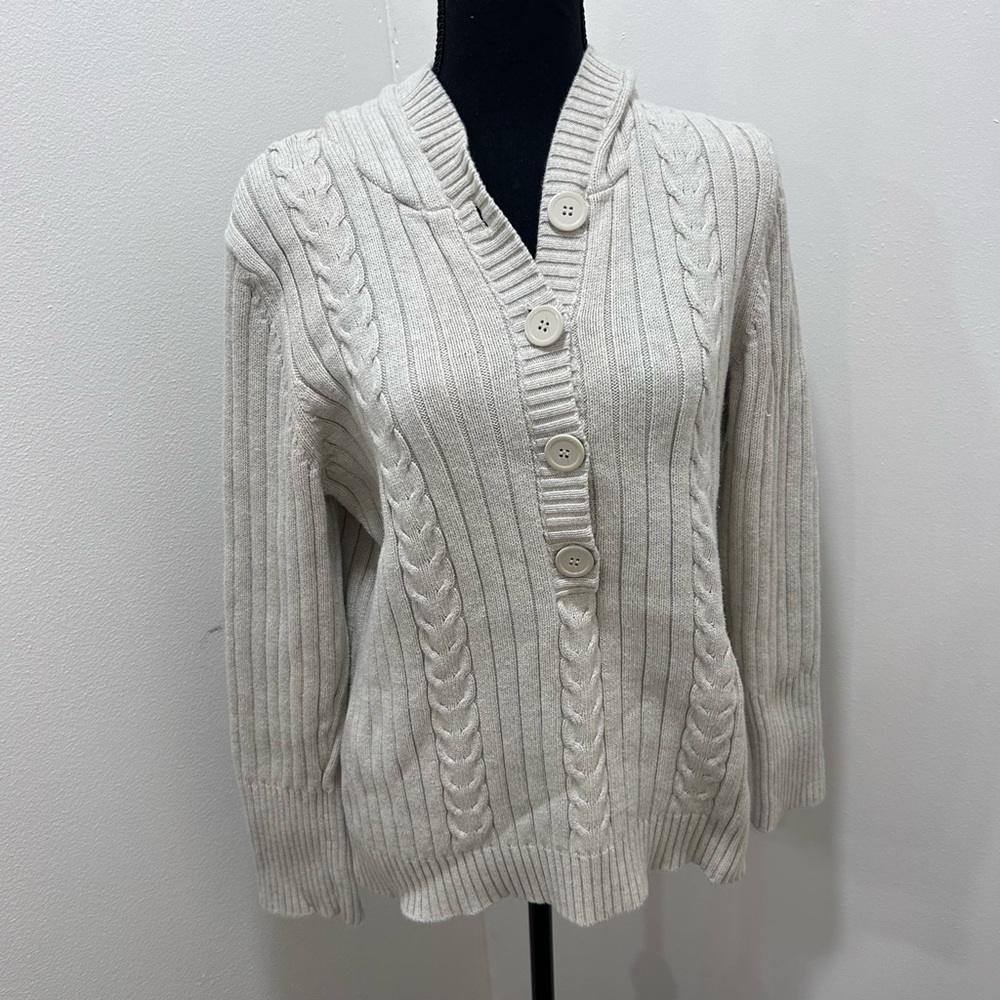 Relativity pullover cardigan,cream colored, 100% cotton